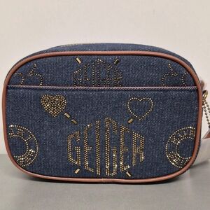 NWT Kurt GEIGER Denim Crossbody Bag with Gold Stud Accents